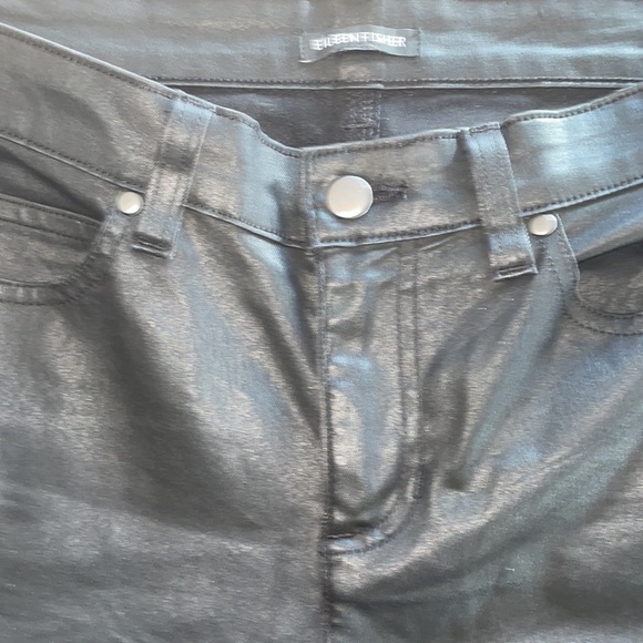 Eileen Fisher Faux Leather Black size M 12 Pant Like Brand New - Picture 7 of 13